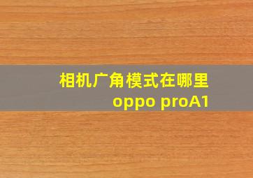 相机广角模式在哪里oppo proA1